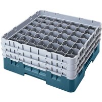 Cambro 49S958414 Teal Camrack Customizable 49 Compartment 10 1/8" Glass Rack with 5 Extenders