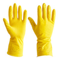 Cordova Latex Rubber Yellow Medium 13" 15 Mil Gloves with Flock Lining - Vendpacked