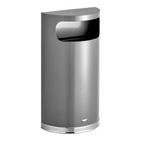 Rubbermaid FGSO820PLANT 9 Gallon European Anthracite with Chrome Accents Half Round Steel Waste Receptacle with Rigid Plastic Liner