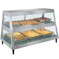 Hatco GRHDH-3PD Stainless Steel Glo-Ray 46 3/8" Full Service Dual Shelf Merchandiser with Humidity Chamber