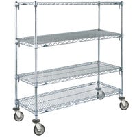 Metro A356EC Super Adjustable Chrome 4 Tier Mobile Shelving Unit with Polyurethane Casters - 18 inch x 48 inch x 69 inch