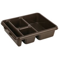 Cambro 9114CP167 9" x 11" Ambidextrous Co-Polymer Brown 4 Compartment Meal Delivery Tray - 24/Case