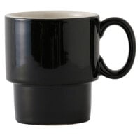 Tuxton B4M-1003 10 oz. Black / Eggshell Stackable China Mug - 24/Case