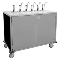 Lakeside 70201B Stainless Steel E-Z Serve 8-Pump Condiment Dispensing Cart with Black Finish for 3 Gallon Condiment Pouches - 27 1/2" x 50 1/4" x 48 1/2"