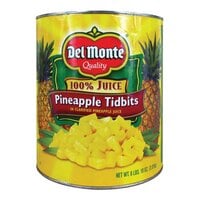 Del Monte #10 Can Pineapple Tidbits in Juice - 6/Case