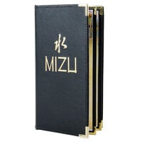 Menu Solutions RS160B Royal Select Series 5 1/2" x 11" Customizable Leather-Like 8 View Booklet Menu Cover