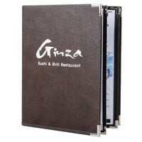 Menu Solutions RS160C Royal Select Series 8 1/2" x 11" Customizable Leather-Like 8 View Booklet Menu Cover