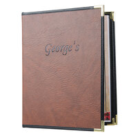 Menu Solutions RS140C Royal Select Series 8 1/2" x 11" Customizable Leather-Like 4 View Booklet Menu Cover