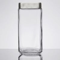 Anchor Hocking 85755 2 Qt. Stackable Glass Jar with Brushed Aluminum Lid - 6/Case