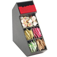 Cal-Mil 2052 Classic Black Stir Stick and Condiment Display with Removable Dividers - 5 1/2" x 13 1/4" x 14 1/4"