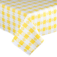 Intedge 52" x 90" Yellow Gingham Vinyl Table Cover with Flannel Back