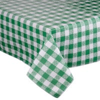 Intedge 52" x 72" Green Gingham Vinyl Table Cover with Flannel Back