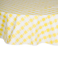Intedge 60" Round Yellow Gingham Vinyl Table Cover with Flannel Back