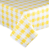 Intedge 25 Yard Roll 52" Wide Yellow Gingham Vinyl Table Cover with Flannel Back
