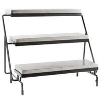 Tablecraft CaterWare CW40309C Three-Tiered Display Stand with Half Long Size Cooling Plates 24 3/4" x 17" x 19 3/4"