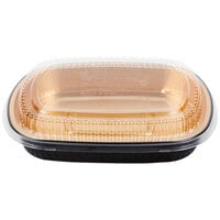 Durable Packaging 9553-PT-50 Smoothwall Black and Gold Black Diamond Large Foil Entree / Take-Out Pan with Dome Lid 65.6 oz. - 10/Pack