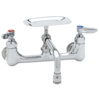 T&S B-0233-01 Wall Mounted Pantry Faucet with 8" Adjustable Centers, 6" Swing Nozzle, and Soap Dish