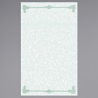 Choice 8 1/2" x 14" Green Menu Paper - Scroll Border - 100/Pack
