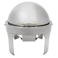 Vollrath 46265 6 Qt. New York, New York Retractable Dripless Round Chafer with Brass Trim