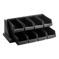 Cambro 8RS8110 Black Versa Self Serve Condiment Bin Stand Set with 2-Tier Stand and 12" Condiment Bins