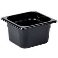 Cambro 64HP110 H-Pan™ 1/6 Size Black High Heat Plastic Food Pan - 4" Deep
