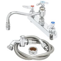 T&S B-1152 Deck Mounted Workboard Faucet with Spray Valve and 8" Centers - 7 7/8" Swing Nozzle