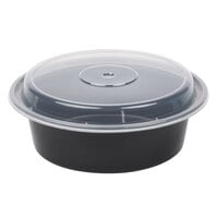 Pactiv Newspring NC729B 32 oz. Black 7" VERSAtainer Round Microwavable Container with Lid - 150/Case