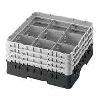 Cambro 9S1114110 Black Camrack Customizable 9 Compartment 11 3/4" Glass Rack with 6 Extenders