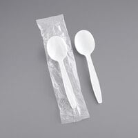 Visions Individually Wrapped White Heavy Weight Plastic Soup Spoon - 1000/Case