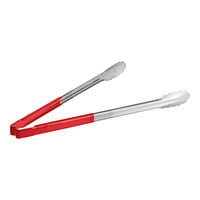 Vollrath 4781640 Jacob's Pride 16" Stainless Steel Scalloped Tongs with Red Coated Kool Touch® Handle