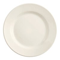 Acopa 8 1/4" Ivory (American White) Wide Rim Rolled Edge Stoneware Plate - 36/Case