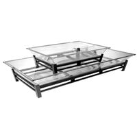 Cal-Mil IP402-39 Two Tier Platinum Metal Ice Housing System with Ice Pan, Drainage Hose, and LED Lighting - 24" x 48" x 12 1/2"