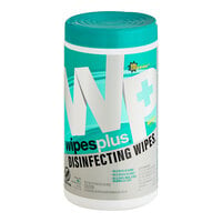 WipesPlus 8 inch x 7 inch 75 Count Lemon Scent Alcohol Free Surface Disinfecting Wipes