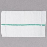 Chef Revival 15" x 25" Green Stripe 44 oz. 100% Cotton Terry Oversized Chef Towel - 12/Pack