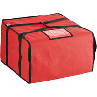 Choice Insulated Pizza Delivery Bag Red Nylon 20 1/2 inch x 20 1/2 inch x 12 inch - Holds Up To (6) 16 inch, (5) 18 inch, or (4) 20 inch Pizza Boxes
