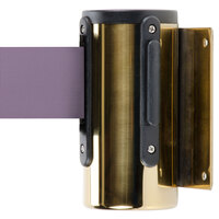 Aarco WM-7B Brass Wall-Mount Stanchion with 7' Purple Retractable Belt