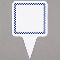 Ketchum Manufacturing Square Write-On Deli Sign Spear with Blue Checkered Border - 25/Pack