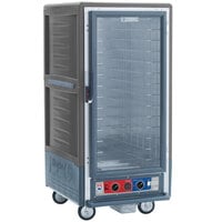 Metro C537-CLFC-4 C5 3 Series Insulated Low Wattage 3/4 Size Heated Holding and Proofing Cabinet with Fixed Wire Slides and Clear Door - Gray