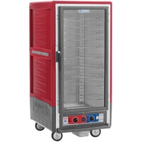 Metro C537-CLFC-U C5 3 Series Insulated Low Wattage 3/4 Size Heated Holding and Proofing Cabinet with Universal Wire Slides and Clear Door - Red