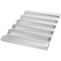 Chicago Metallic 45505 5 Loaf Glazed Welded Aluminum Baguette / French Bread Pan - 25 3/4" x 3" x 1" Compartments