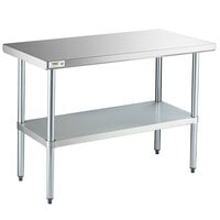 Regency 24" x 48" 18-Gauge 304 Stainless Steel Commercial Work Table with Galvanized Legs and Undershelf
