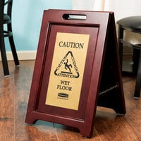 Rubbermaid 1867507 Executive Series™ 23 1/2 inch 2-Sided Wooden Brass Plated Executive Wet Floor Sign