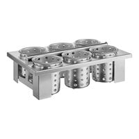 Steril-Sil E1-BS6OE-SS Stainless Steel 6-Cylinder Drop-In Flatware Basket with Stainless Steel Cylinders