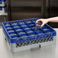Noble Products 25-Compartment Gray Full-Size Glass Rack with 1 Blue Extender