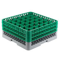 Noble Products 36-Compartment Gray Full-Size Glass Rack with 3 Green Extenders
