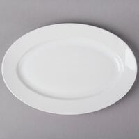 CAC HMY-51 Harmony 15 5/8" X 10 5/8" Super White Porcelain Platter - 12/Case