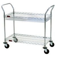 Eagle Group WBC1836C-1B1W 18 inch x 36 inch Two Shelf Chrome Utility Cart with Top Basket