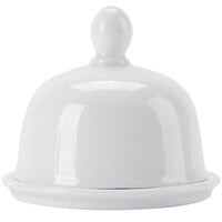 CAC BUT-1 Gourmet 1 oz. Bright White Porcelain Butter Dish with Lid - 24/Case