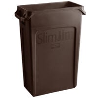 Rubbermaid 1956187 92 Qt. / 23 Gallon Slim Jim Brown Rectangular Trash Can