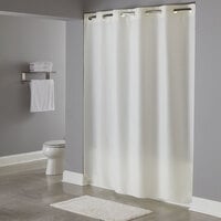 Hookless HBH40PLW05 Beige Plainweave Shower Curtain with Matching Flat Flex-On Rings and Weighted Corner Magnets - 71" x 74"